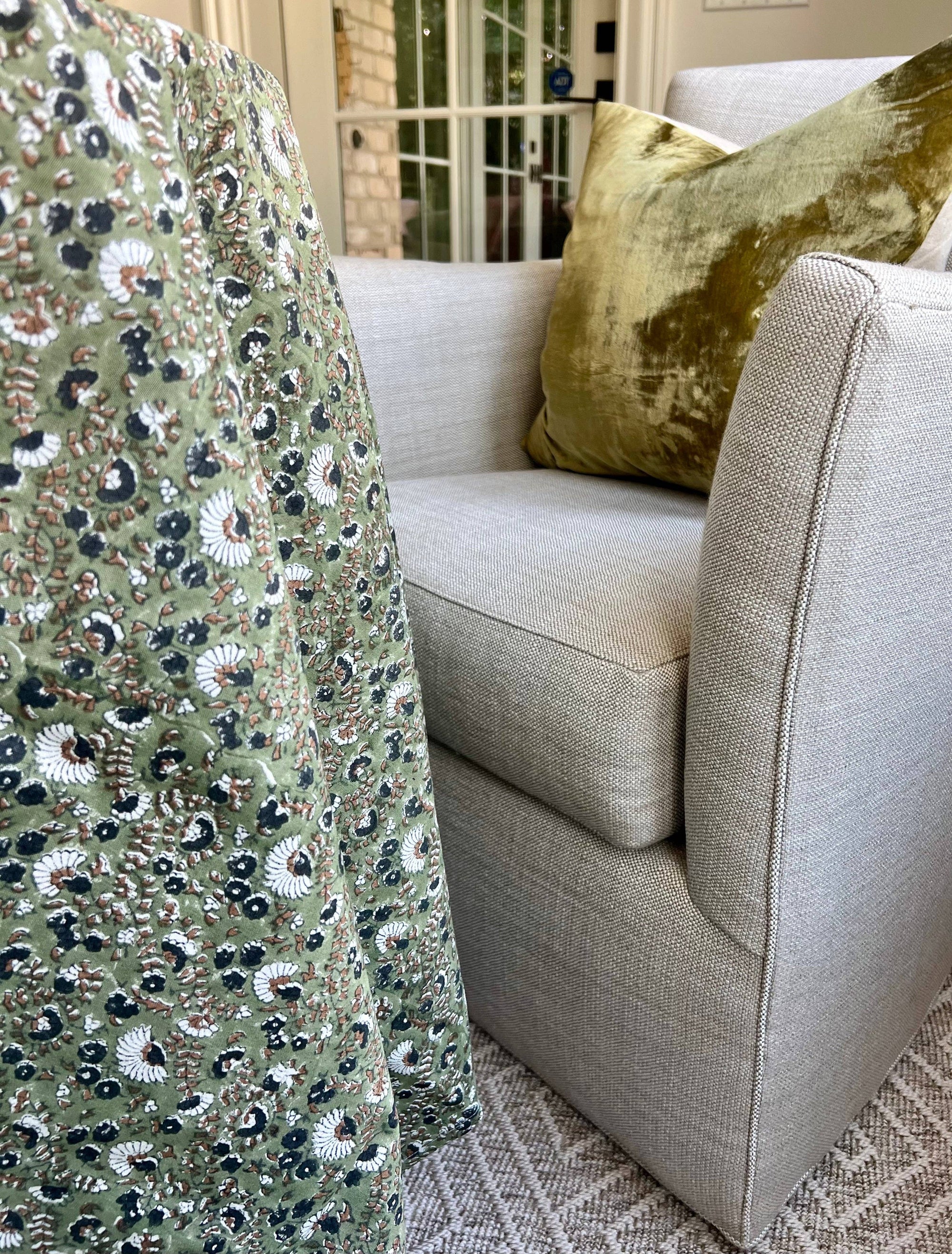 Olive Green Florets, 108" Round