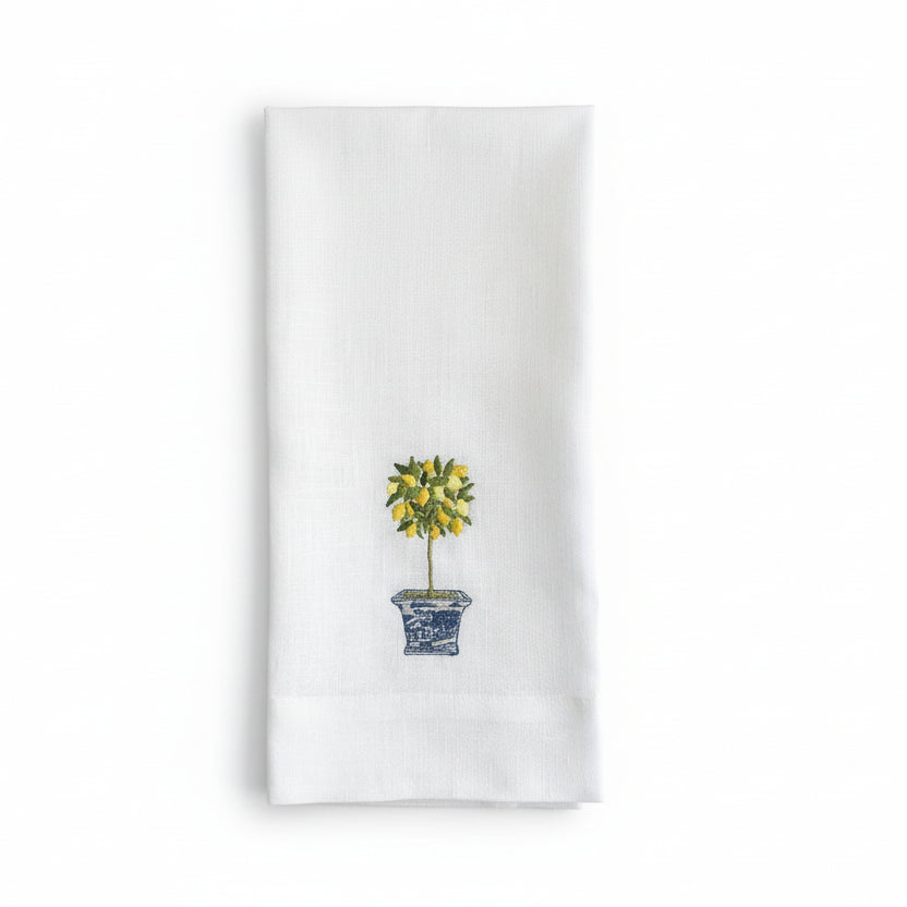 Lemon Topiary Linen Towel