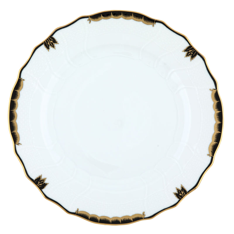 Herend Princess Victoria Black Dinner Plate, 10.5D