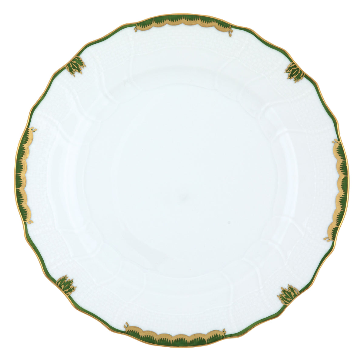 Herend Princess Victoria Dark Green Dinner Plate, 10.5D