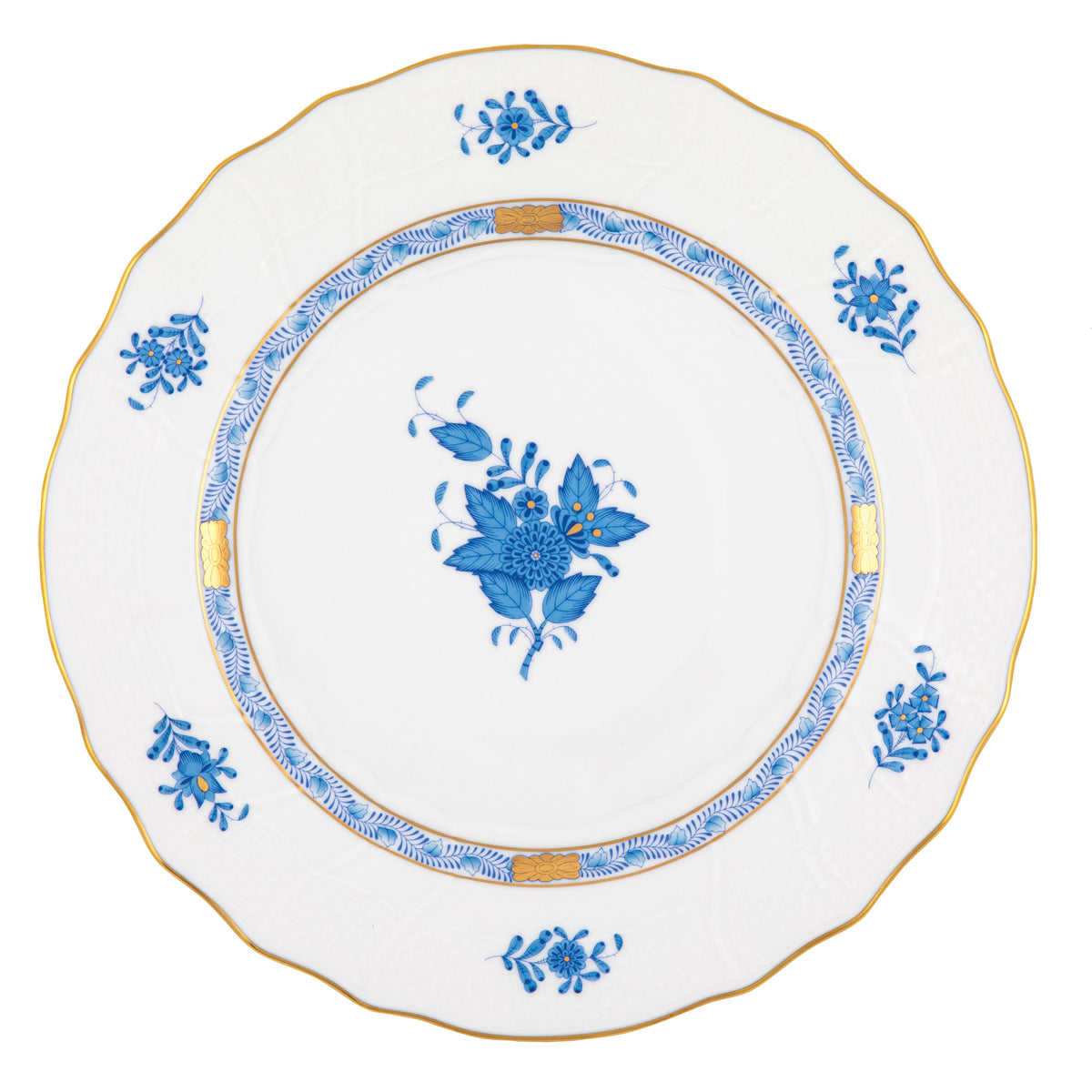Herend Chinese Bouquet Blue Dinner Plate, 10.5D