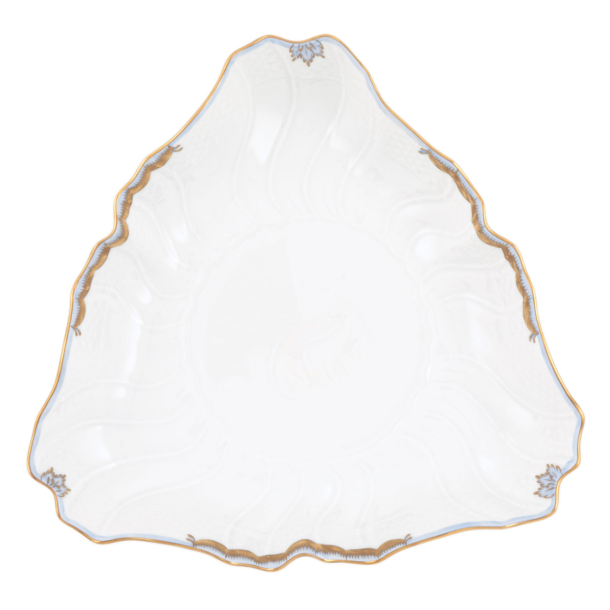 Herend Princess Victoria Light Blue Triangel Dish, 9.5D