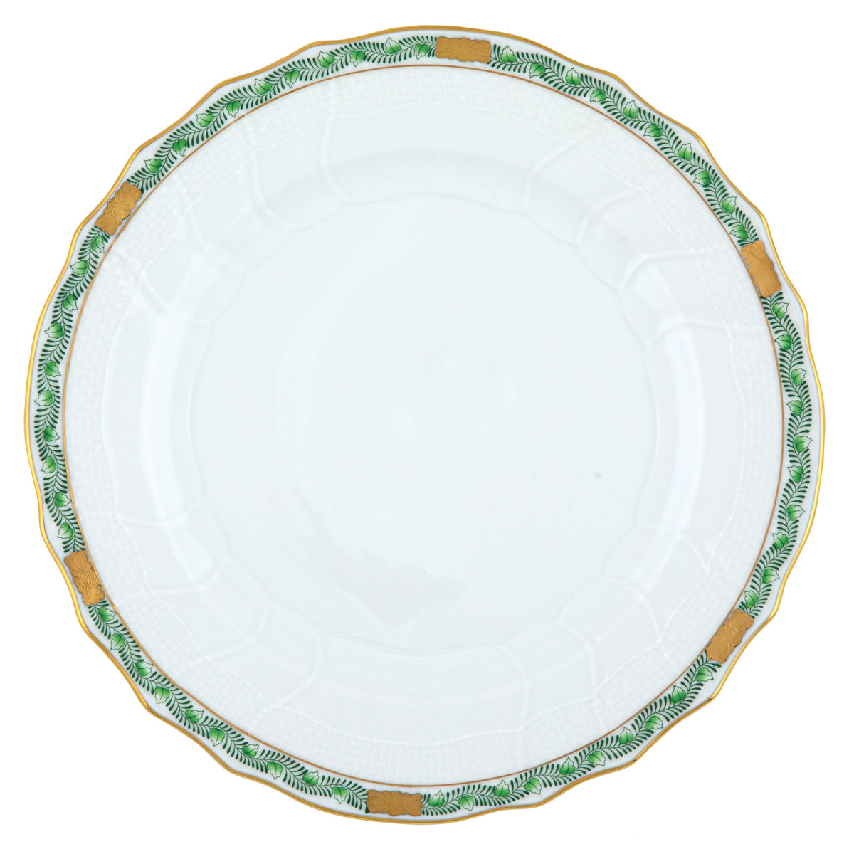 Herend Chinese Bouquet Garland Green Dinner Plate, 10.5D