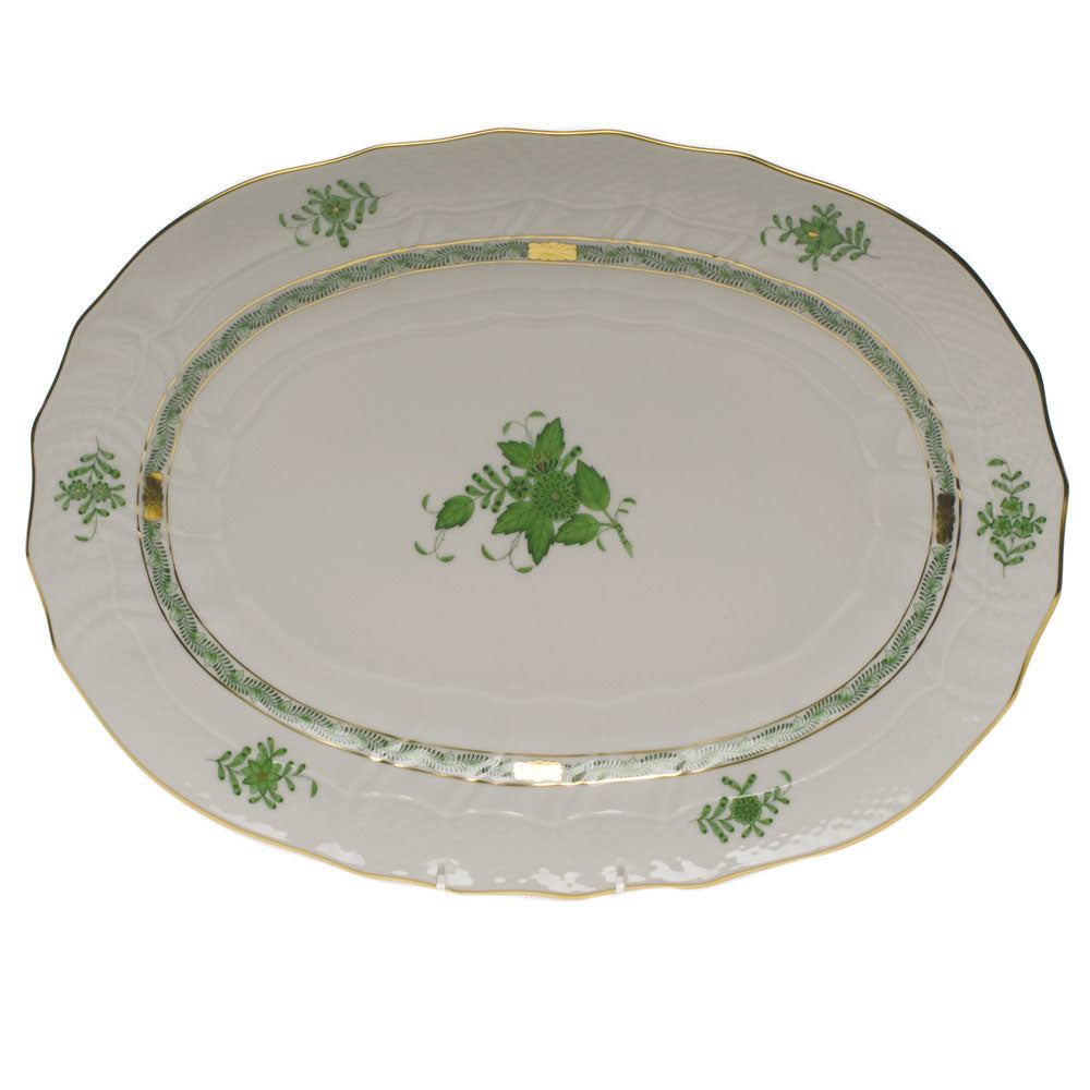 Herend Chinese Bouquet Green Oval Platter, 15D