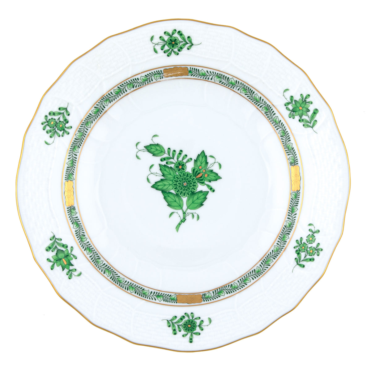 Herend Chinese Bouquet Green Dessert Plate, 8.25D