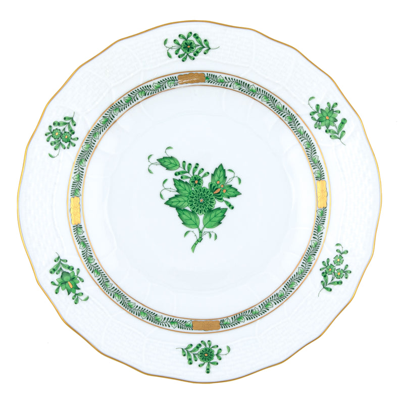Herend Chinese Bouquet Green Dessert Plate, 8.25D