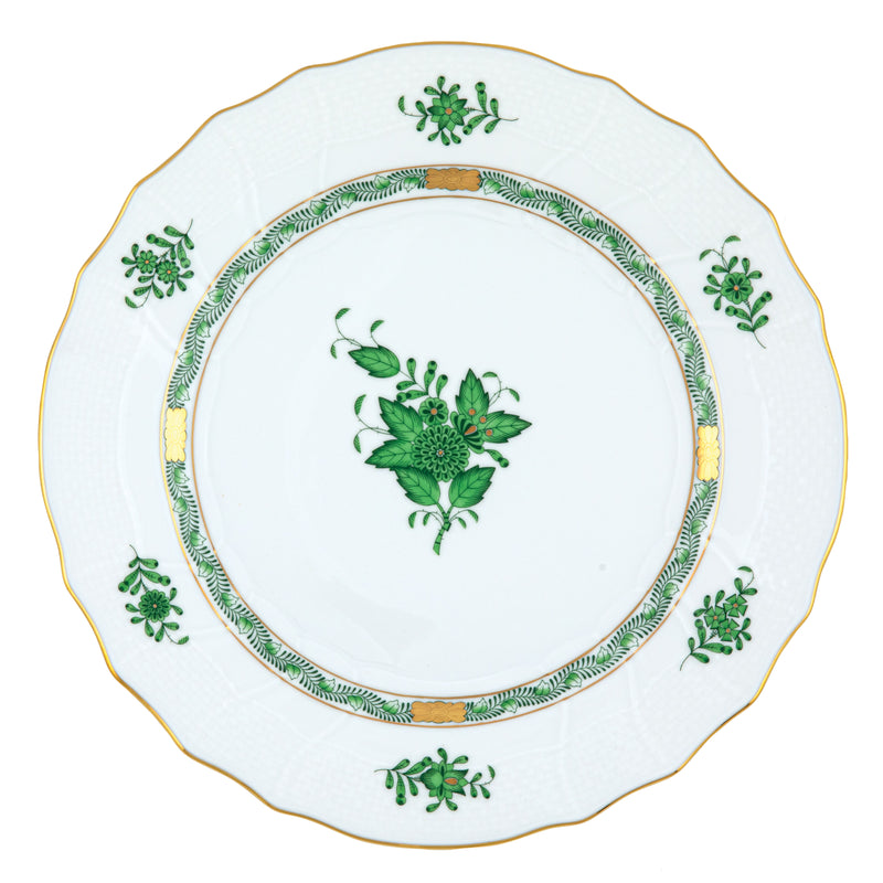 Herend Chinese Bouquet Green Dinner Plate, 10.5D