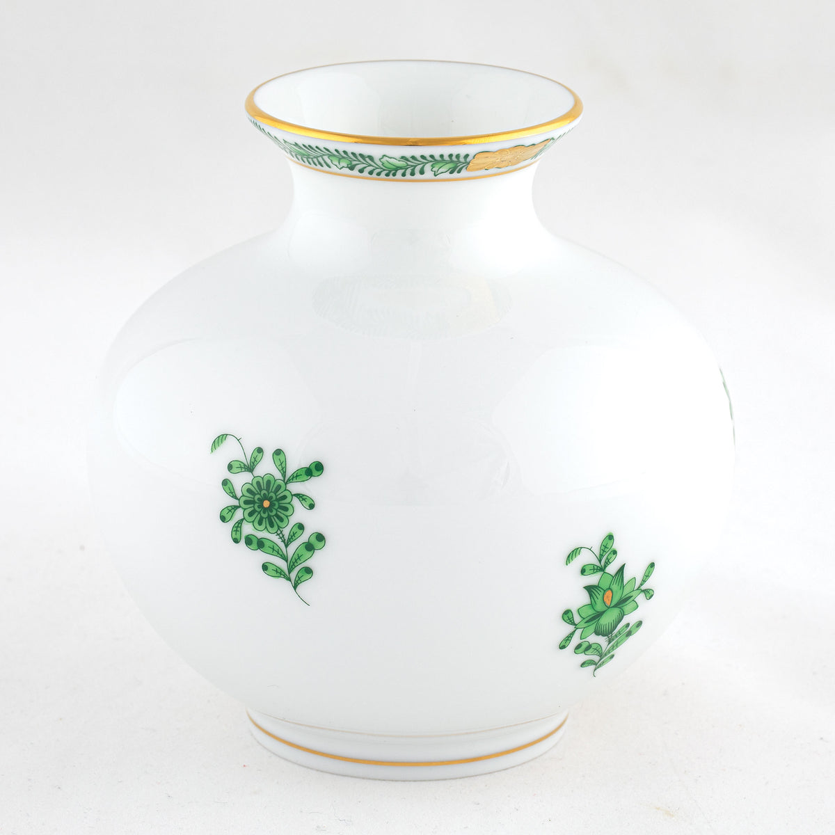 Herend Chinese Bouquet Green Round Vase