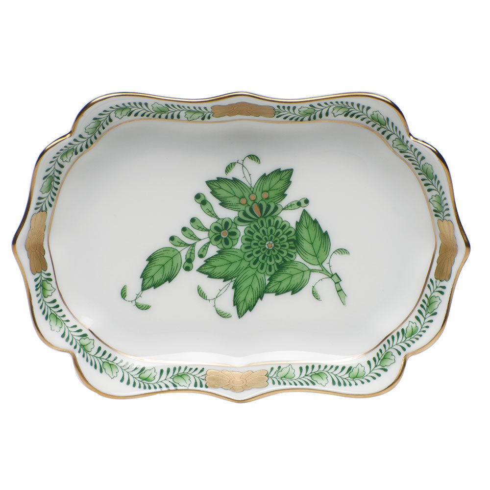 Herend Chinese Bouquet Green Mini Scalloped Tray