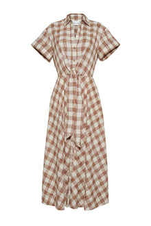 Asbury Dress, Sketched Plaid Brown