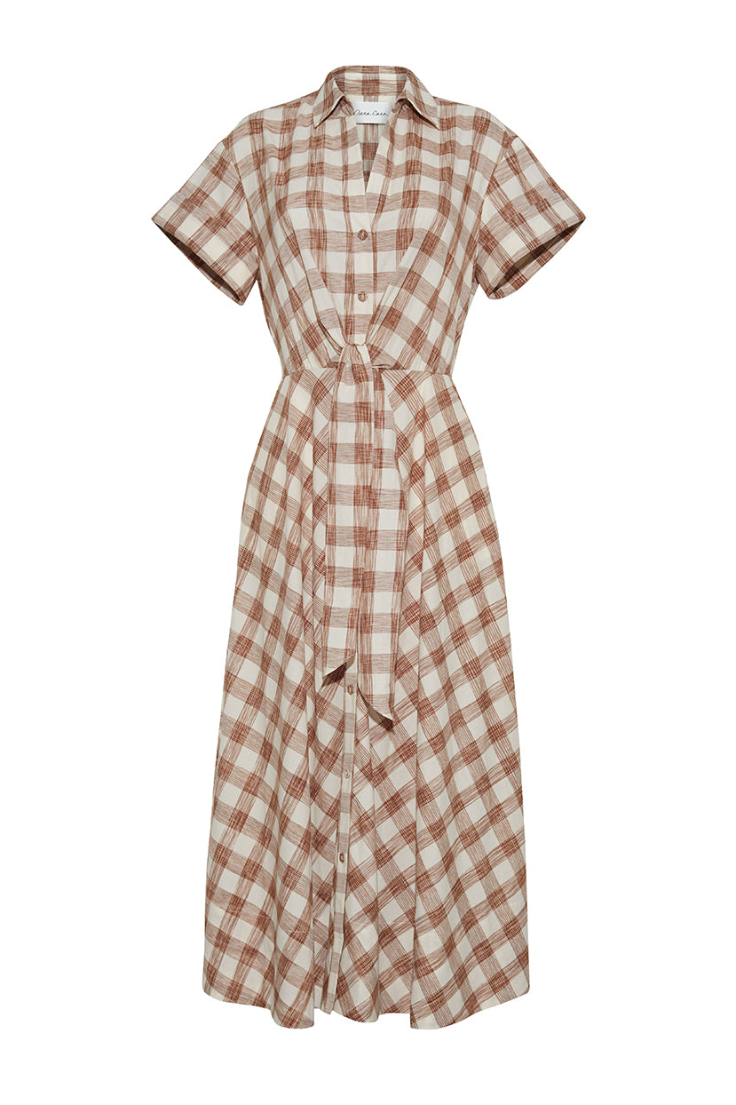 Asbury Dress, Sketched Plaid Brown