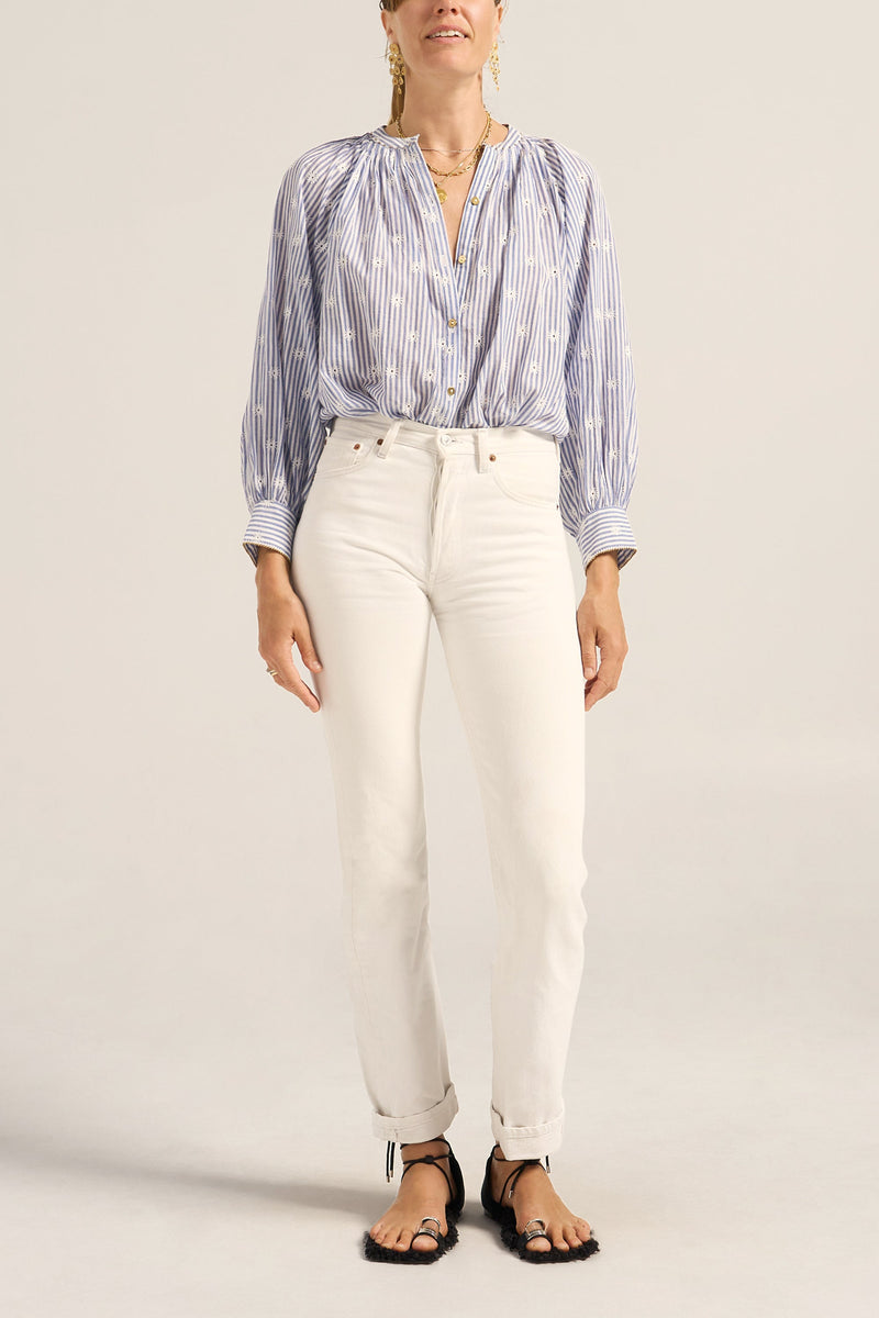 Salome Eyelet Striped Blouse