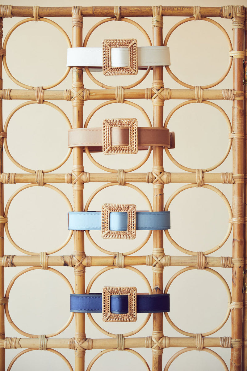 Rattan Buckle Belt, Natural