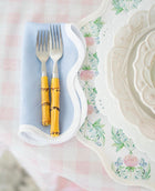 Cornflower Blue Linen Scalloped Napkin