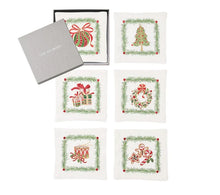 Xmas Trellis Cocktail Napkins, Set of 6