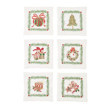 Xmas Trellis Cocktail Napkins, Set of 6