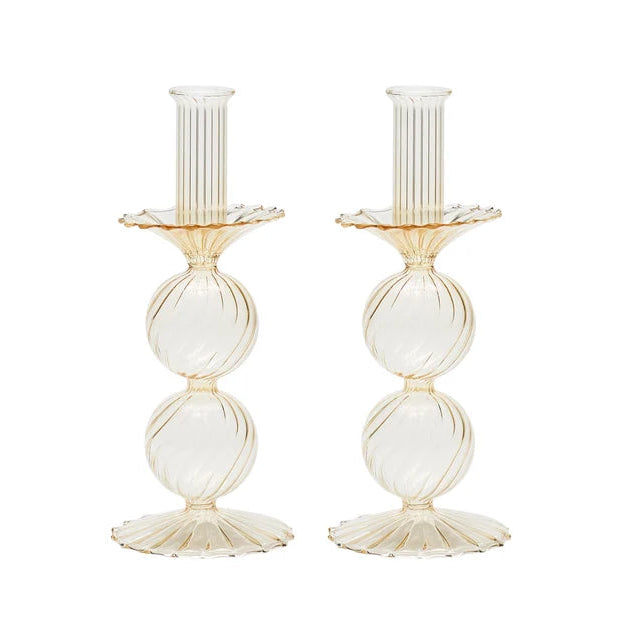 Champagne Short Candle Holder, Set of 2