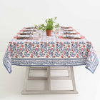 Emma Red & Blue Tablecloth, 108"