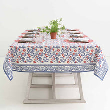 Emma Red & Blue Tablecloth, 108"