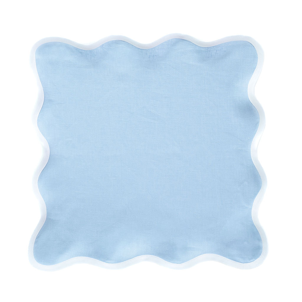 Cornflower Blue Linen Scalloped Napkin