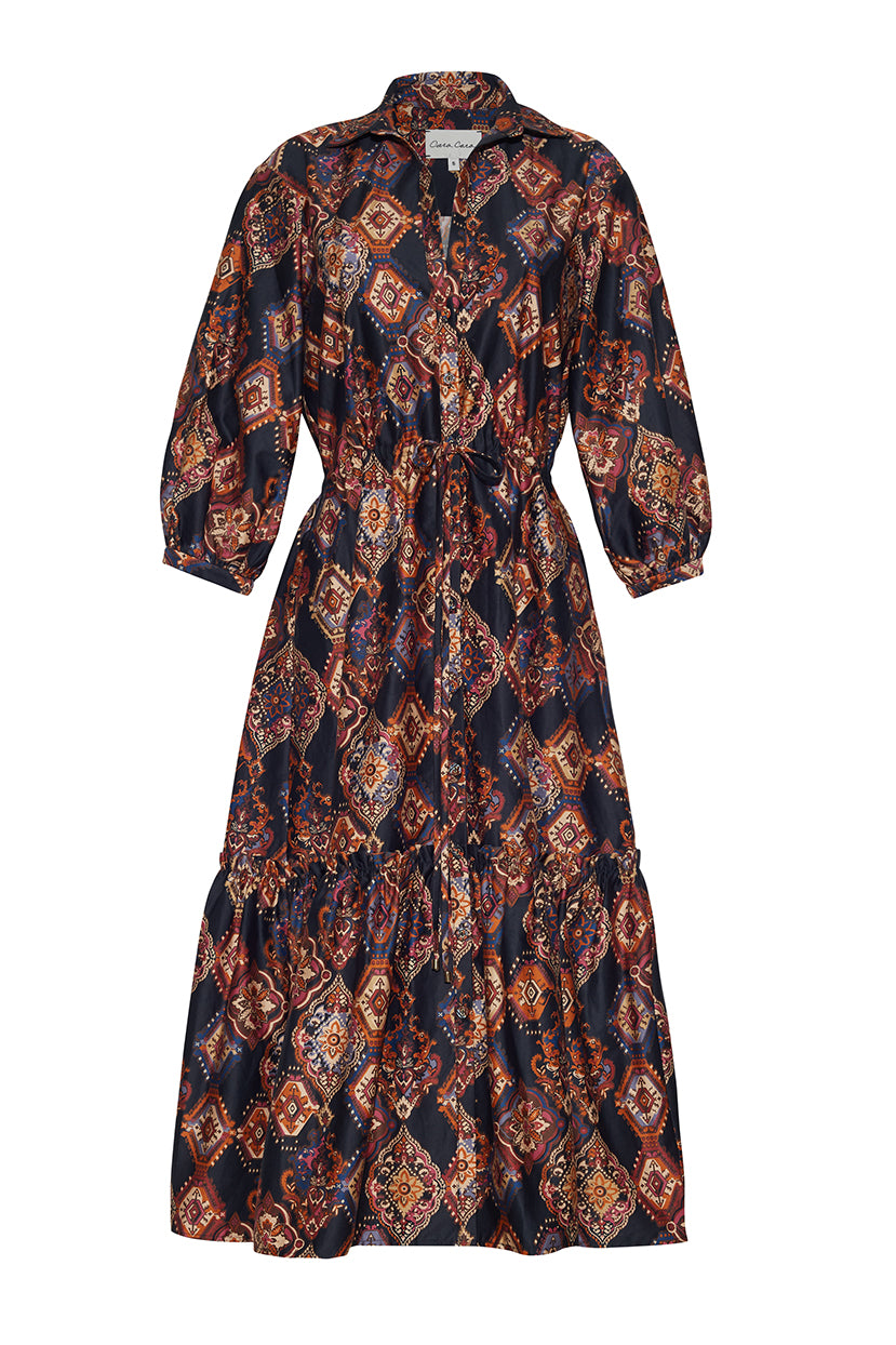 Cara Cara Hutton Dress,  Black Aura Emblem