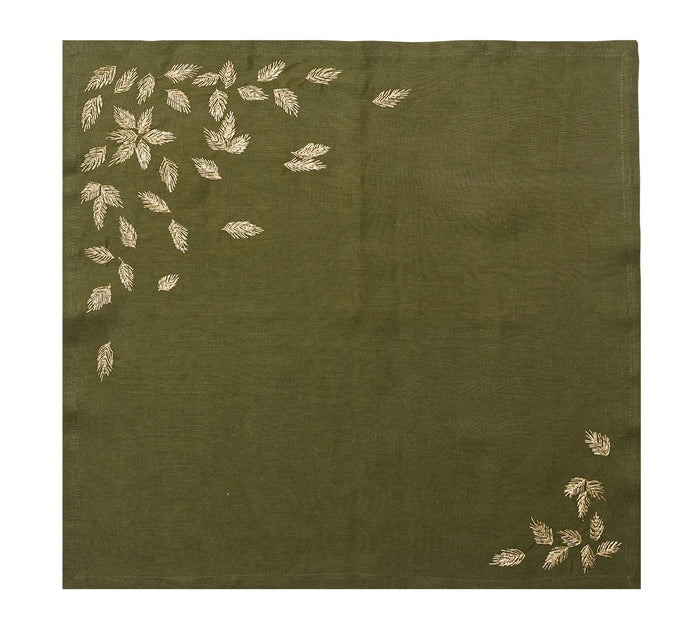 Gilded Breeze Napkin in Olive & Gold