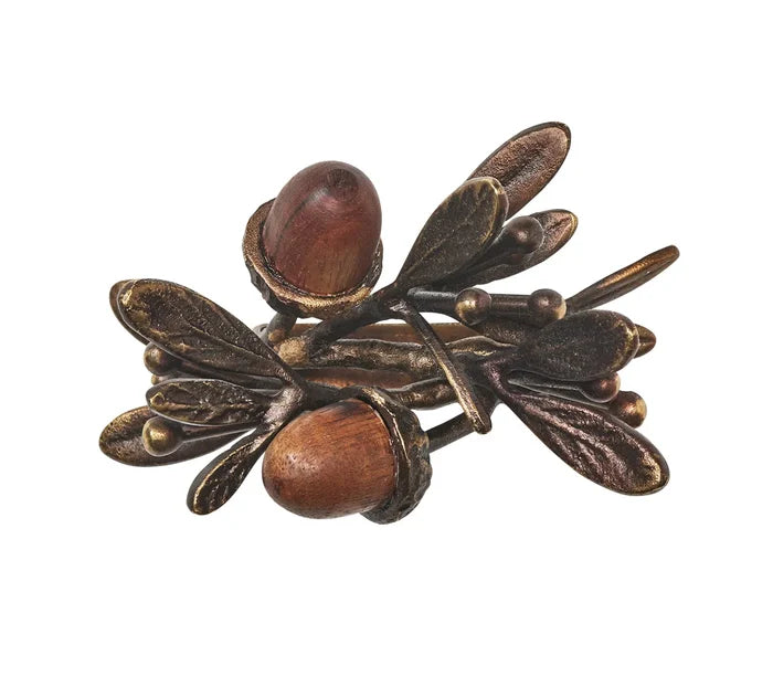 Acorn Napkin Ring in Brown & Gold