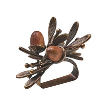 Acorn Napkin Ring in Brown & Gold
