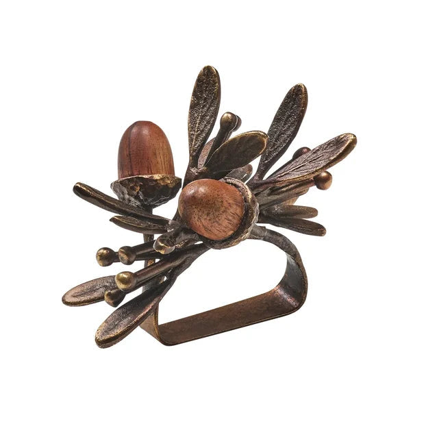 Acorn Napkin Ring in Brown & Gold