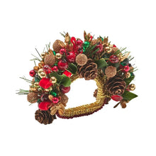 Tinsel Bow Napkin Ring in Red, Green & Gold
