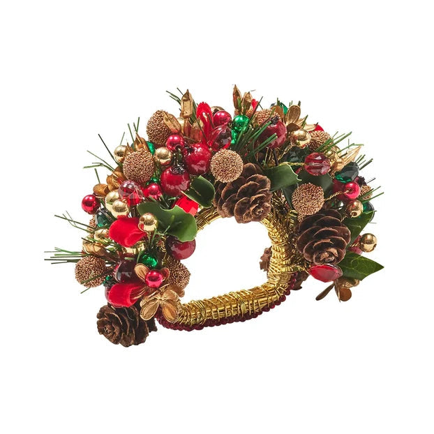 Tinsel Bow Napkin Ring in Red, Green & Gold