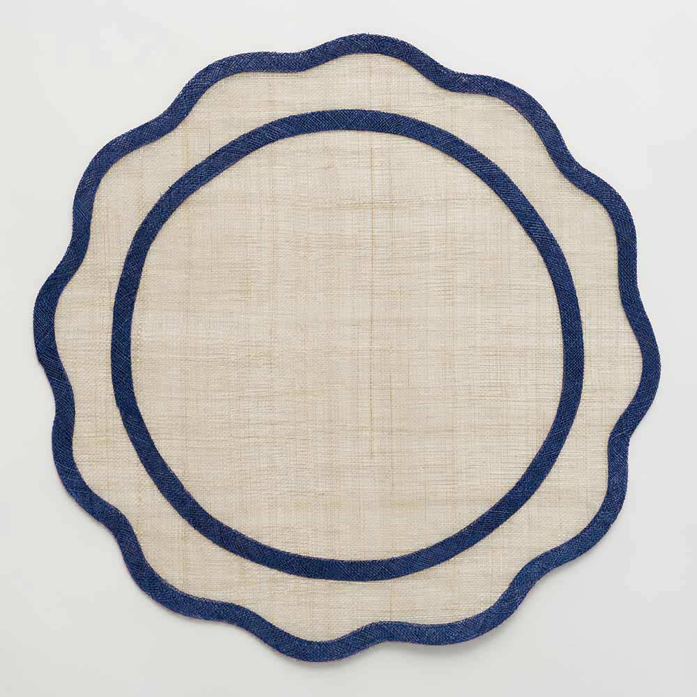 Navy Scalloped Woven Placemat