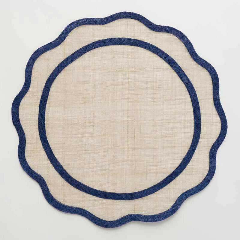 Navy Scalloped Woven Placemat