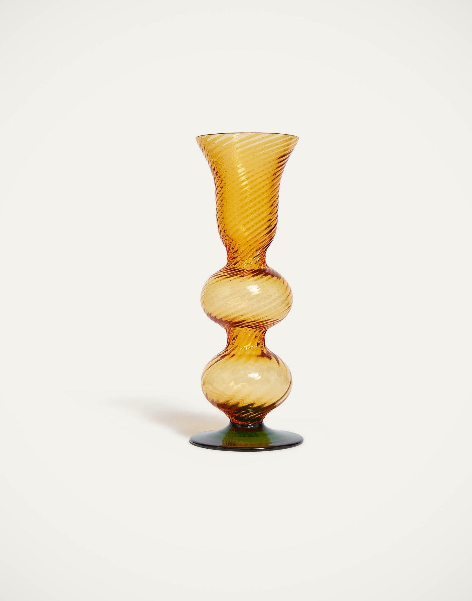 La DoubleJ Murano Glass Candlestick, Amber 5.9"
