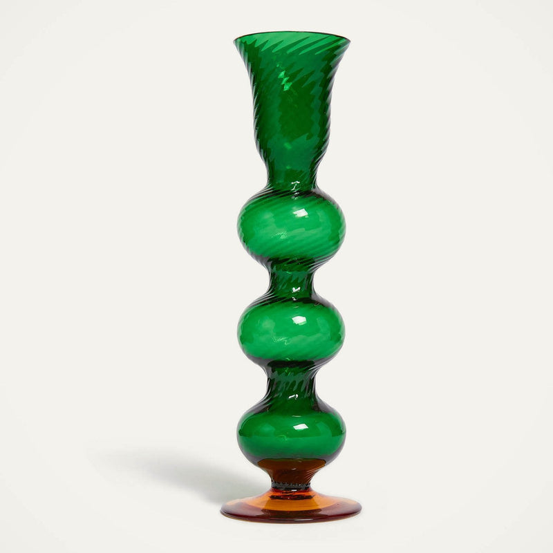 La DoubleJ Murano Glass Candlestick, Green 7.5"