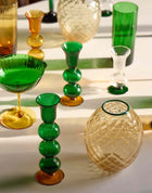 La DoubleJ Murano Glass Candlestick, Green 7.5"