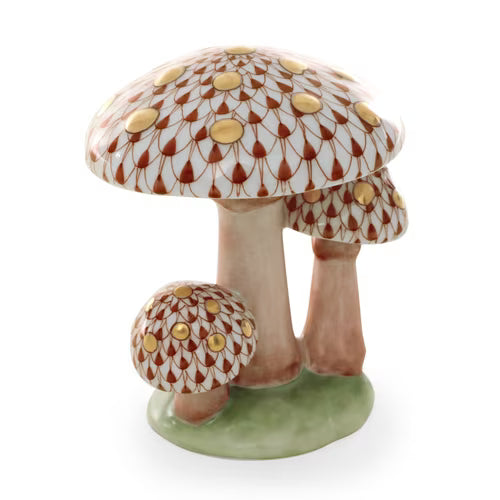 Herend Mushroom Trio, Brown
