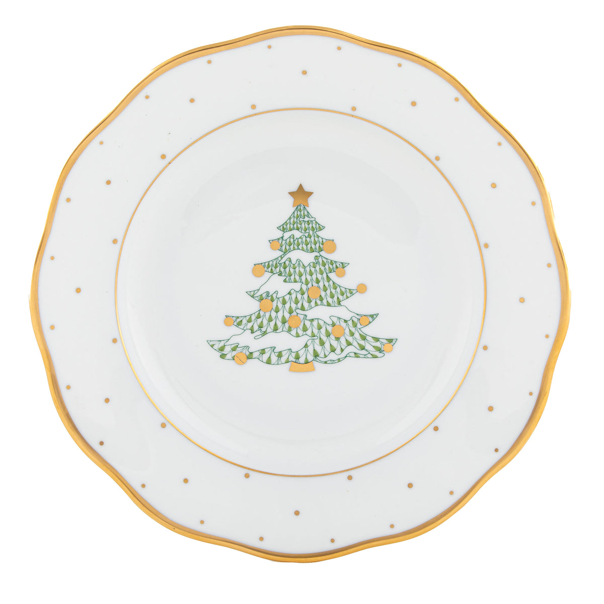 Herend Dessert Plate-Christmas Tree, 8.25D