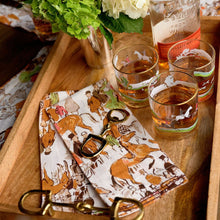 Wooden Serving Tray with Brass Snaffle Handles