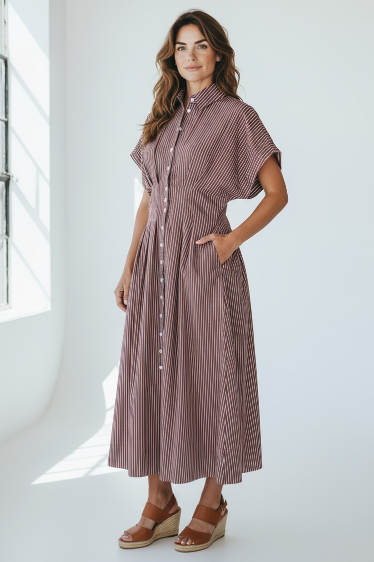 Cira Cinnamon Stripe Dress