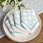 India Hicks Embroidered Grand Cross Napkin, Palladian Blue