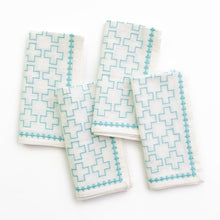 India Hicks Embroidered Grand Cross Napkin, Palladian Blue