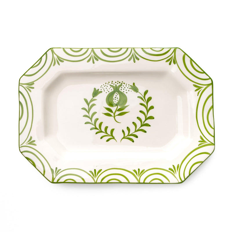 Pomegranate Crest Green Rectangle Serving Platter