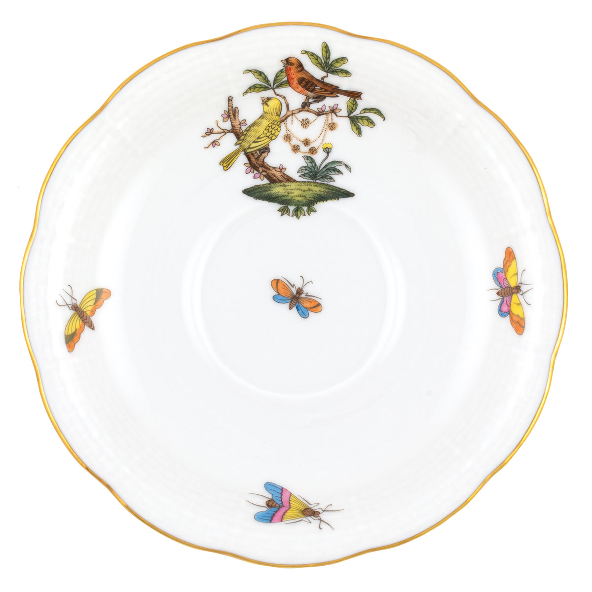 Herend Rothschild Bird Motif 6 Tea Saucer