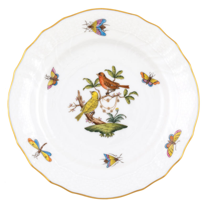 Herend Rothschild Bird Motif 6 Bread and Butter, 6D