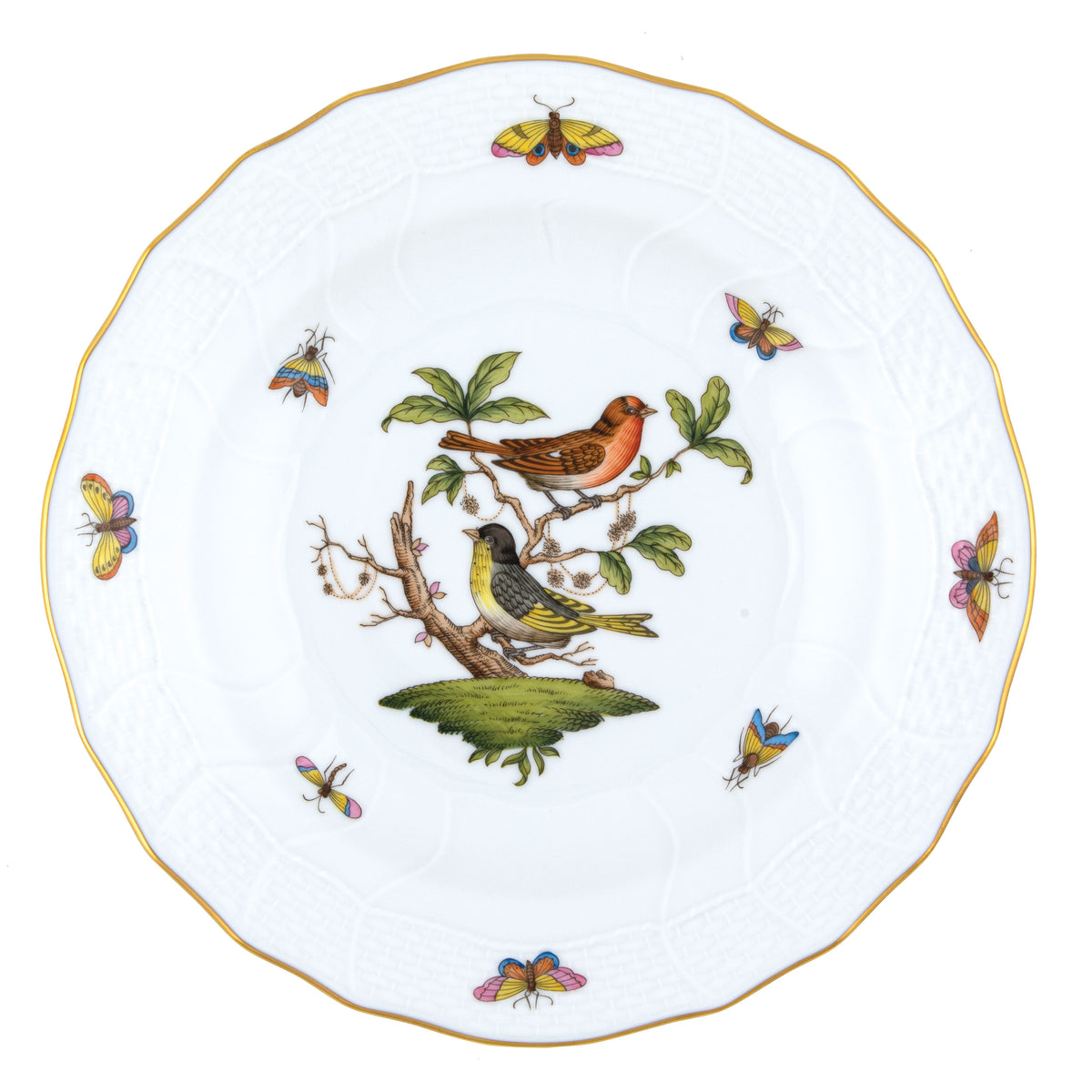 Herend Rothschild Bird Motif 03 Dessert Plate, 8.25D