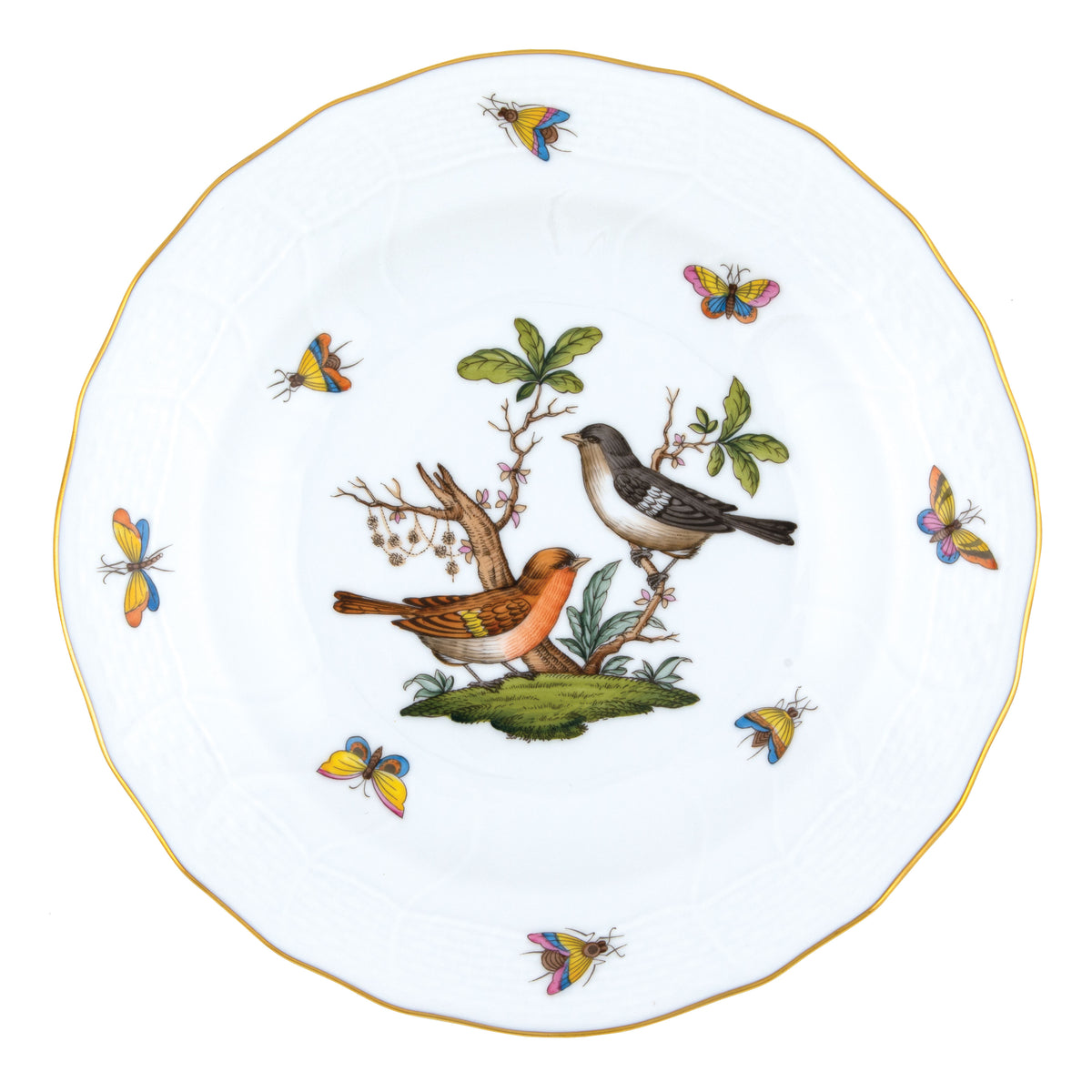 Herend Rothschild Bird Motif 05 Dessert Plate, 8.25D