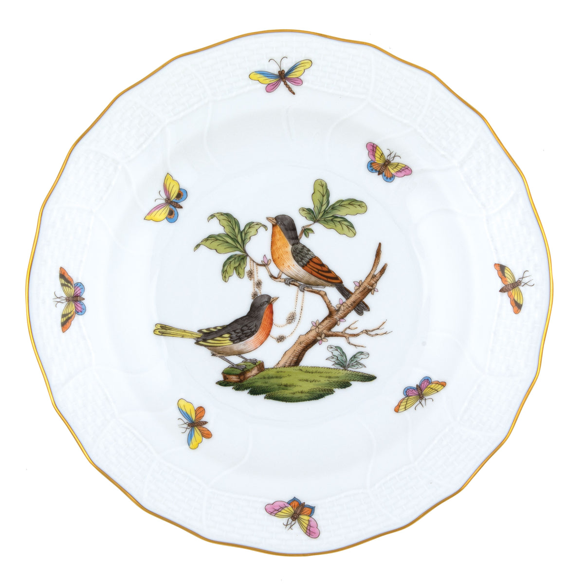 Herend Rothschild Bird Motif 08 Dessert Plate, 8.25D