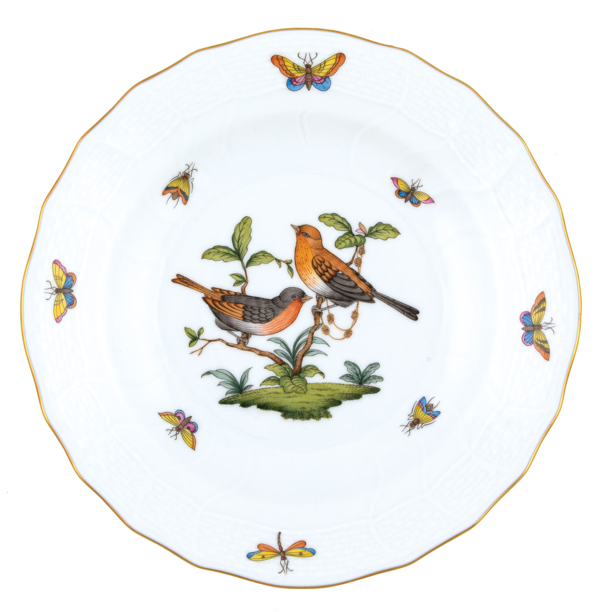 Herend Rothschild Bird Motif 09 Dessert Plate, 8.25D