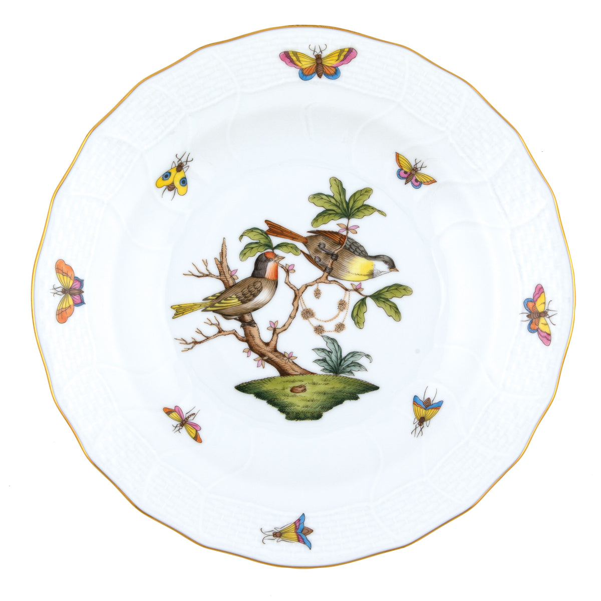 Herend Rothschild Bird Motif 11 Dessert Plate, 8.25D
